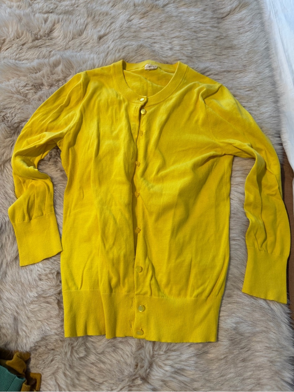 J. Crew Factory Yellow Button-Front Cotton Cardigan XS